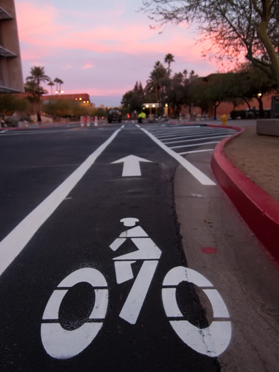 a bike lane in a parking lot