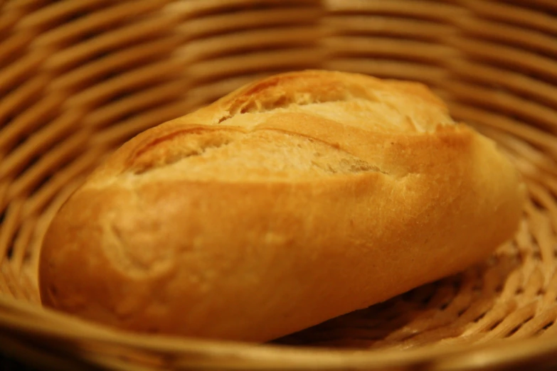 bread in a basket on a table