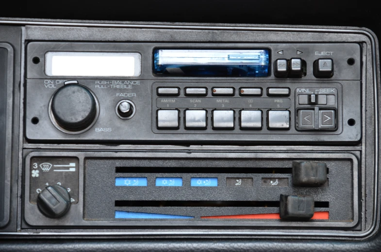 closeup on a radio panel with controls