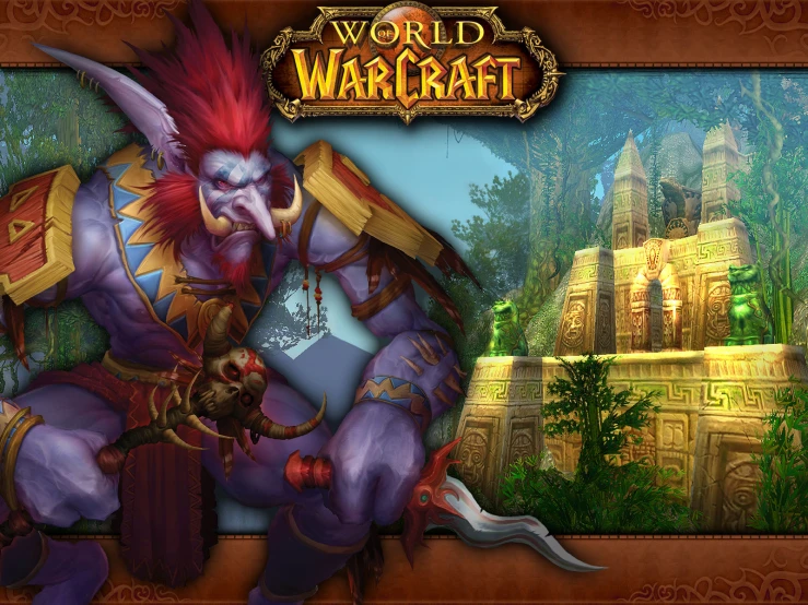 a character from world of warcraft showing his muscular arm and chest
