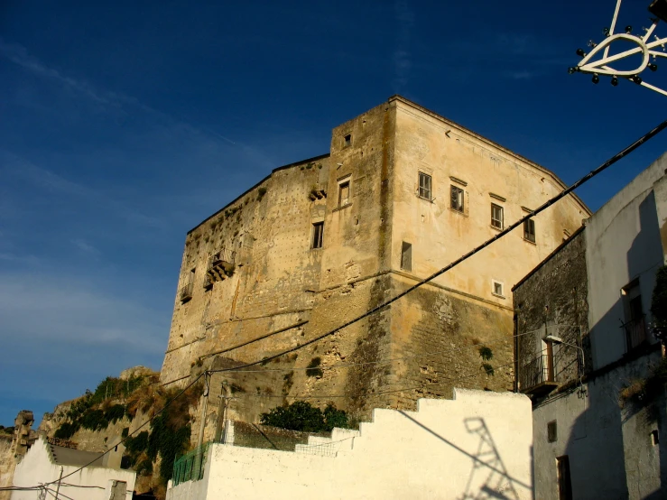 this is an old building and wires are running along it