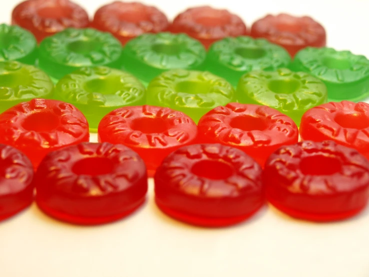 gummy bears in the middle of a row