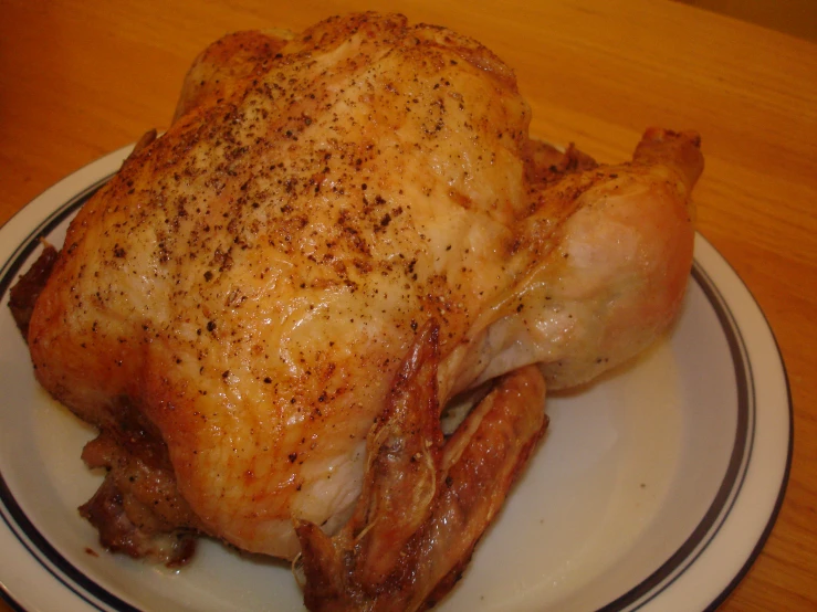 a piece of chicken sitting on a plate