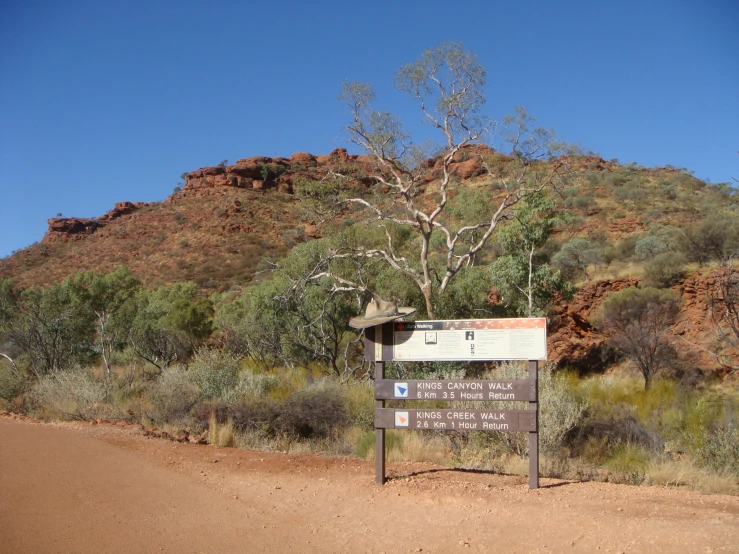 an information sign sitting on the side of a road