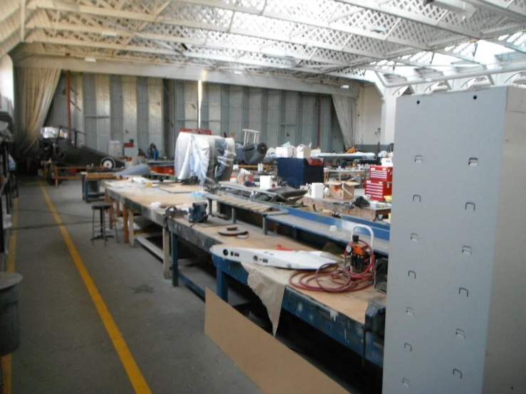 there are various parts of a table in a factory