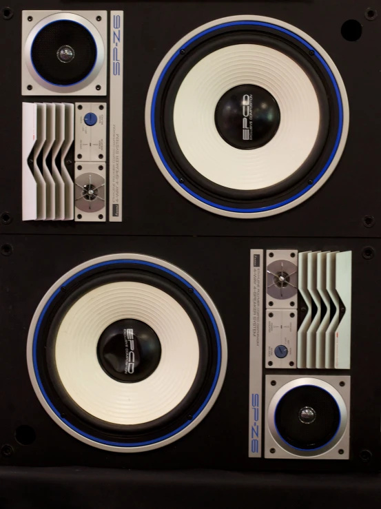 the back side of a black stereo system