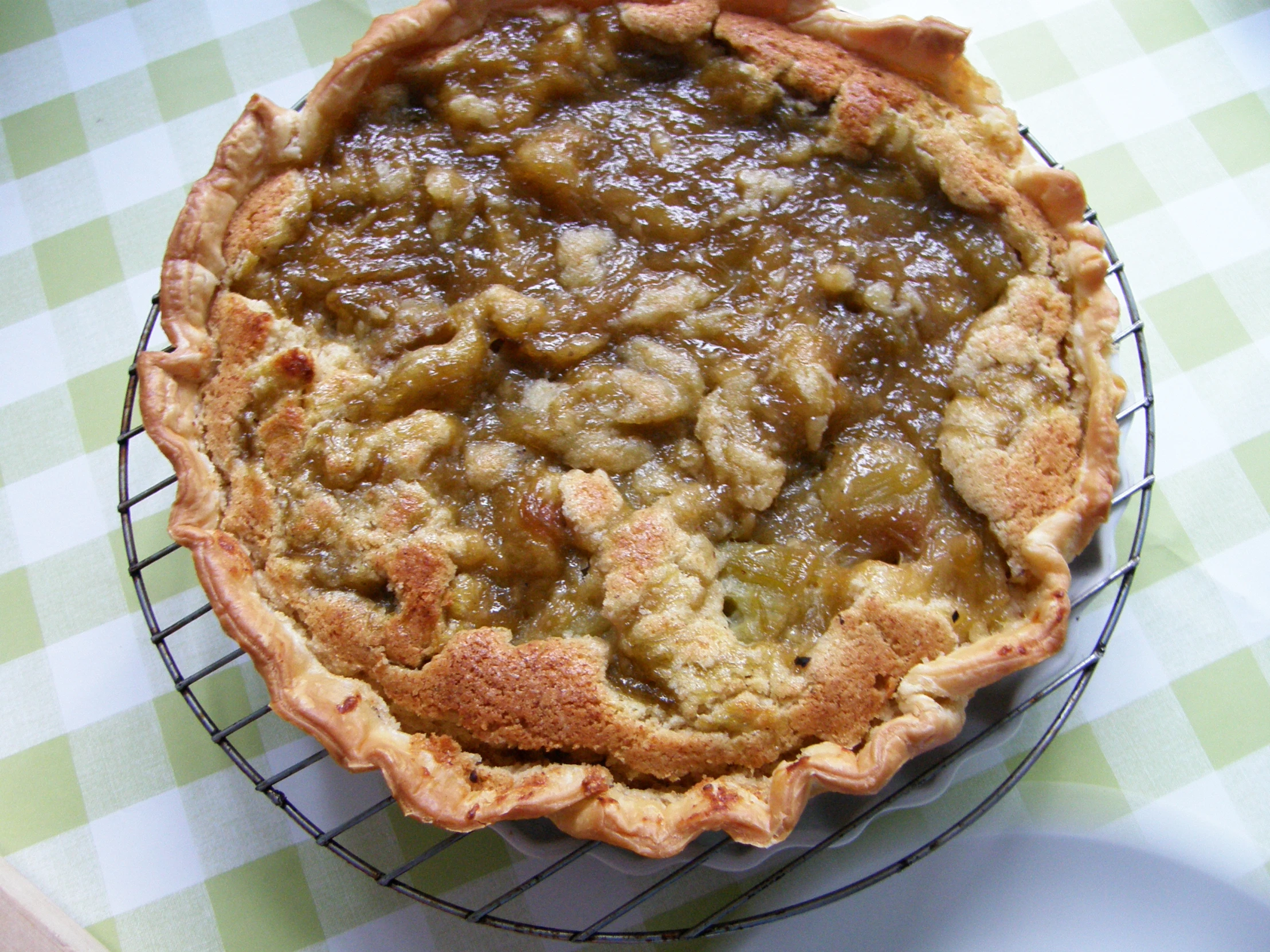 the homemade pie has been baked and is ready to be eaten