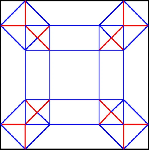 an empty square with four lines and two rectangles on each side