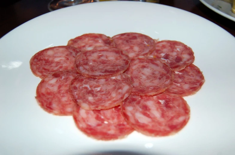 a close up of some meat on a plate