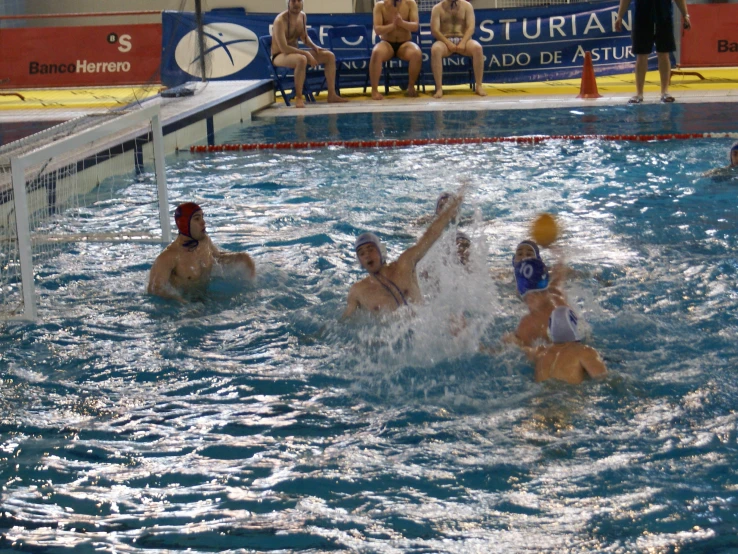 the olympic water polo team competes in a game