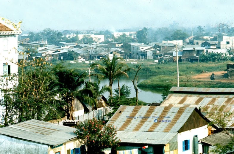 a view of a village with many houses