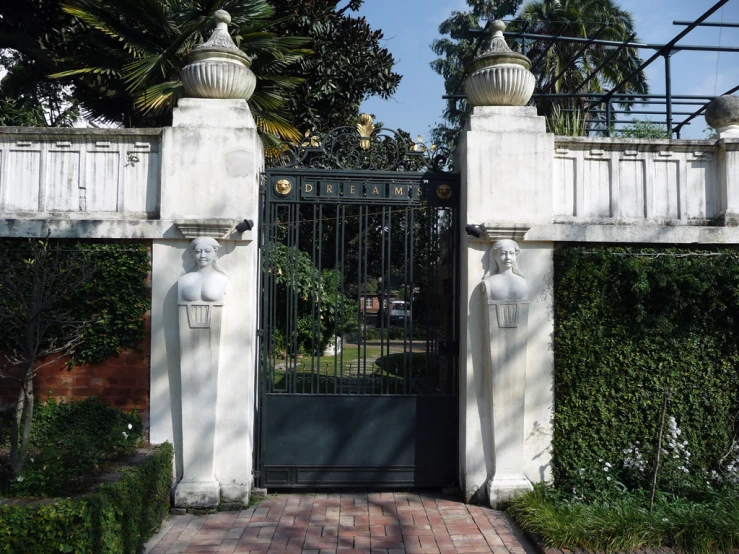 a gate at the entrance to a building