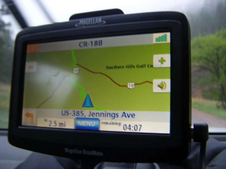a gps device displays directions on a vehicle