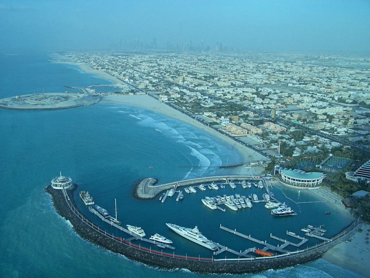 an island surrounded by lots of water and marina