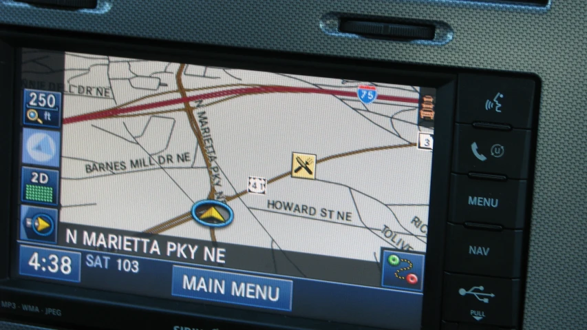 gps display on electronic device showing location