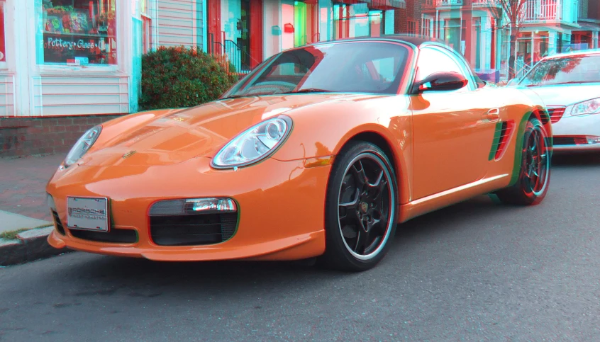 a close up of a parked sports car