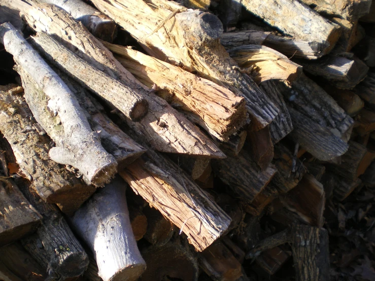 large stacks of chopped up wood stacked in a pile