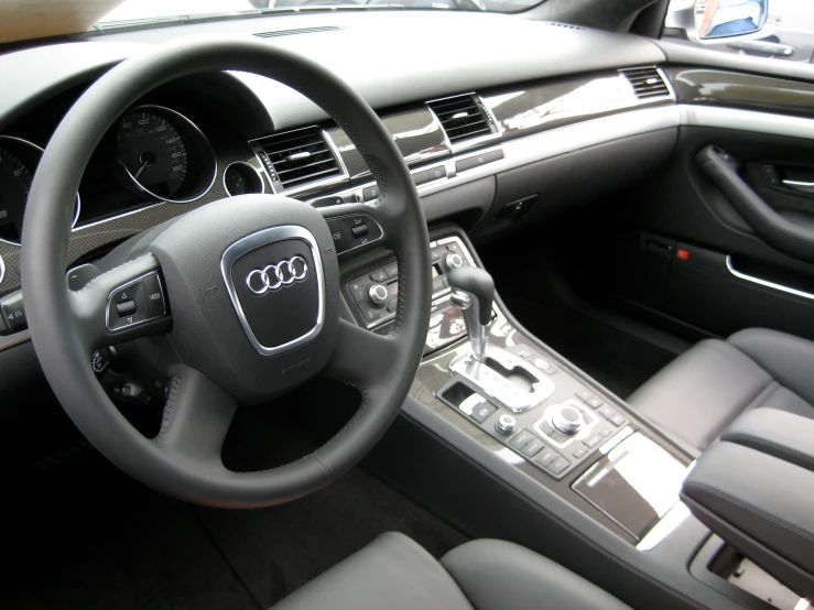 the inside of a car shows the dashboard
