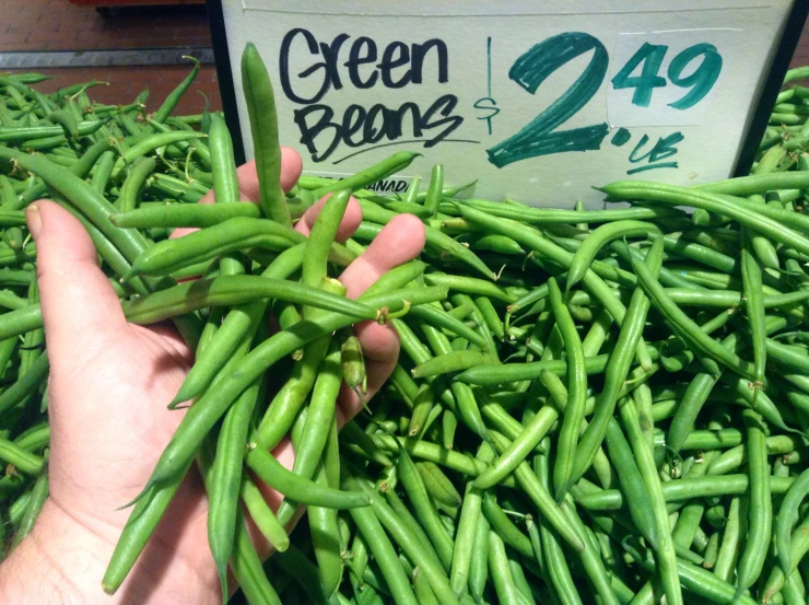 green beans are being sold at the store