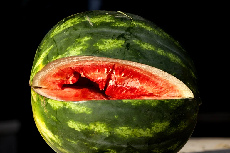 a very large watermelon has the inside of it