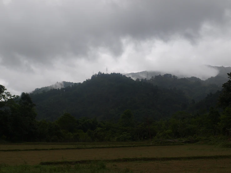 this po has dark clouds and the forest in it