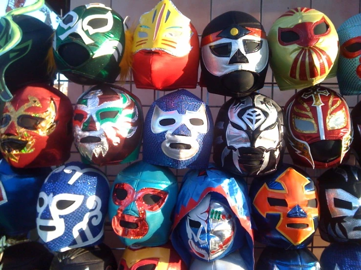 a display of mask colors on a wall