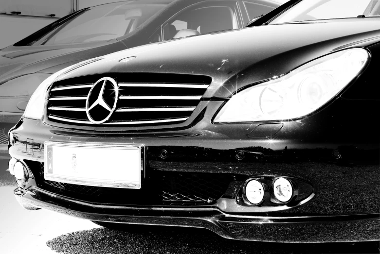 a close up of the front of a mercedes benz