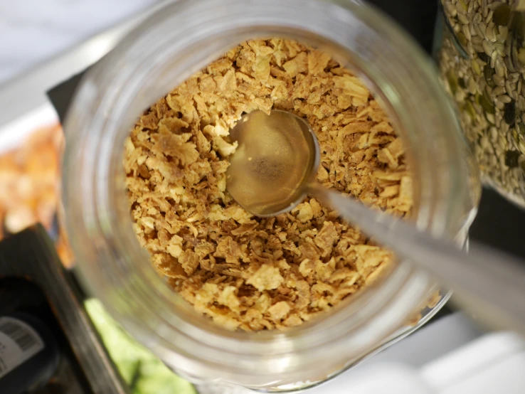 an up close s of food in a jar