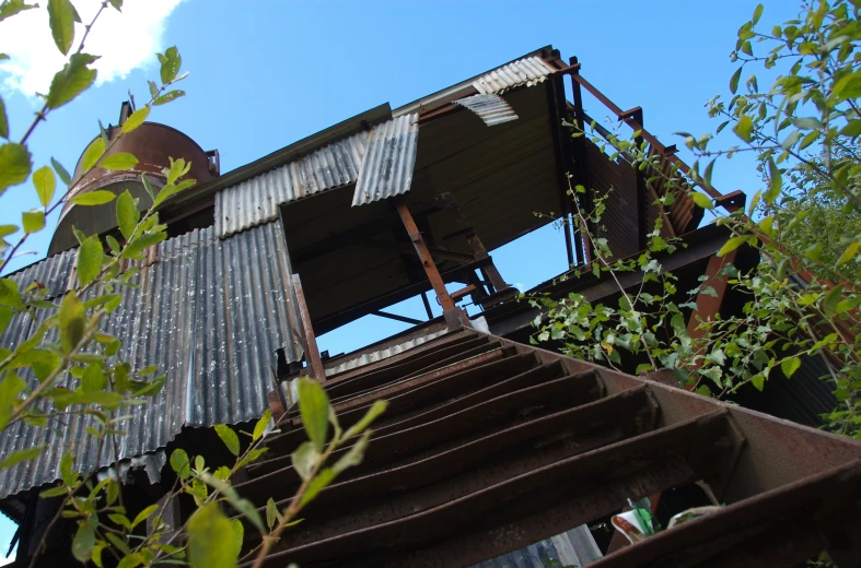 stairs on top of old buildings that have fallen over