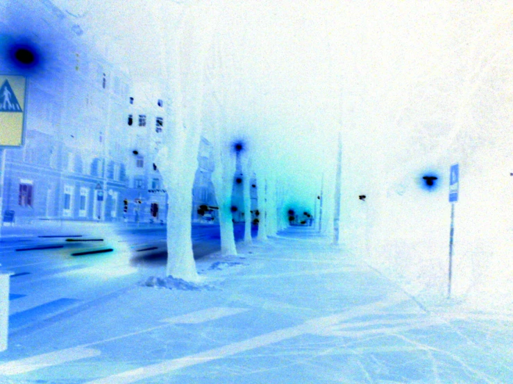 abstract blurry image of a street with snow