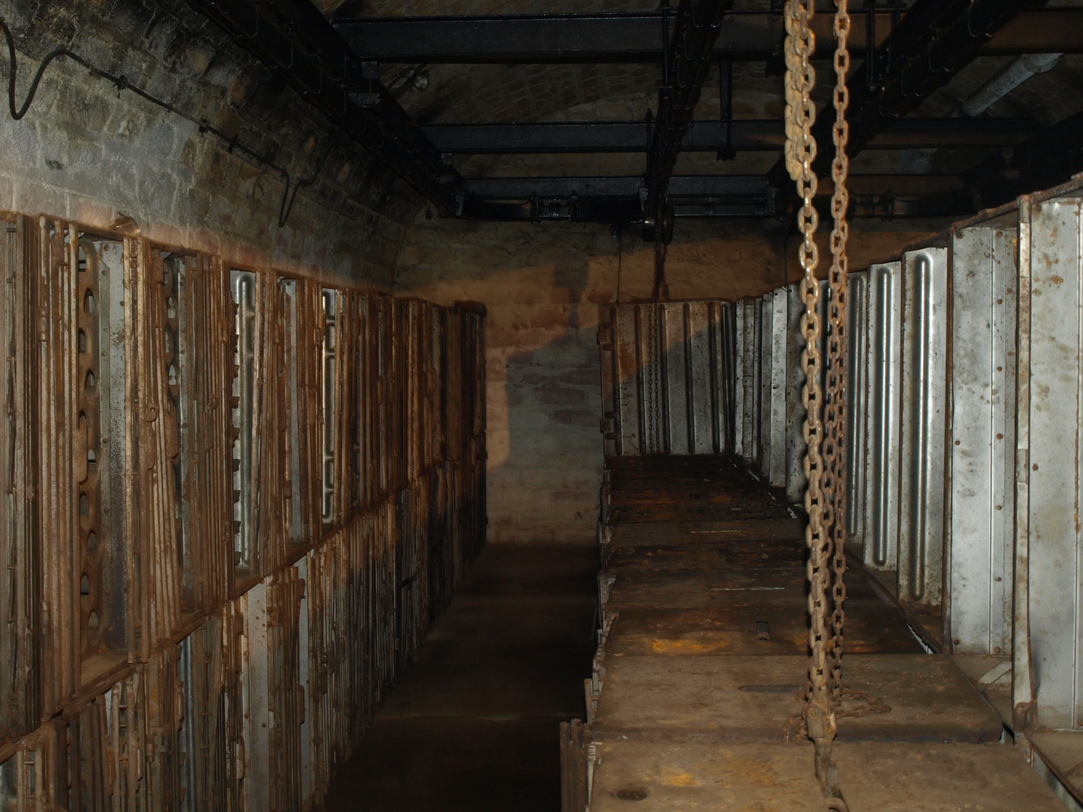 a building with many wooden walls inside it