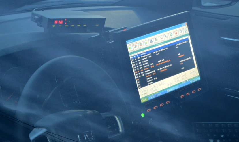 the control panel in a car shows data