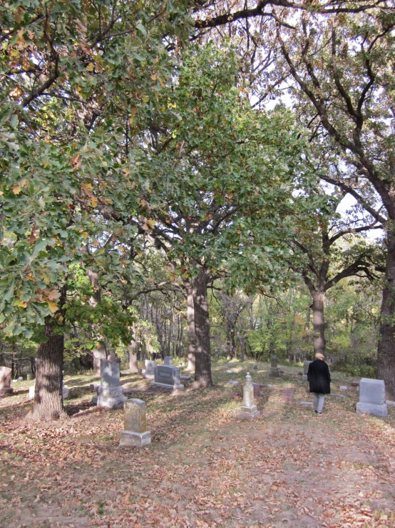 many headstones are on the ground in a cemetery