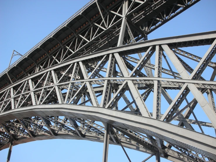 this is a view of a bridge made out of steel beams