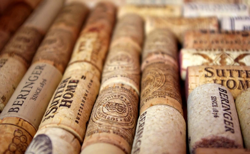 a closeup view of a lot of wine corks