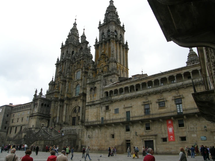 the view of an ornate cathedral with tall towers