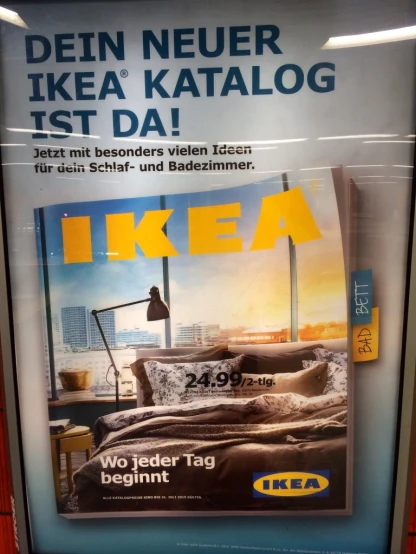 a poster for ikea in a german store