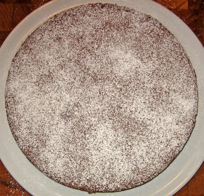 the top of a chocolate cake on a plate