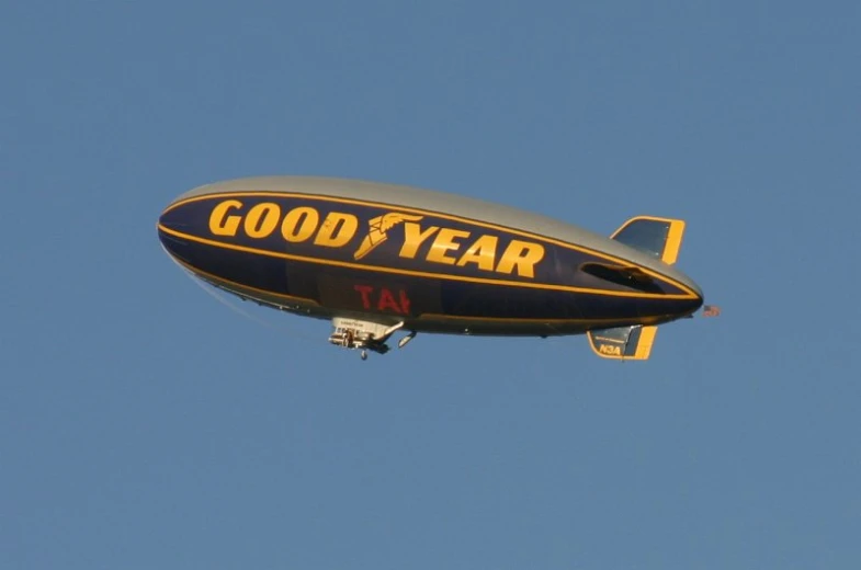 the balloon has been painted to resemble a goodyear logo