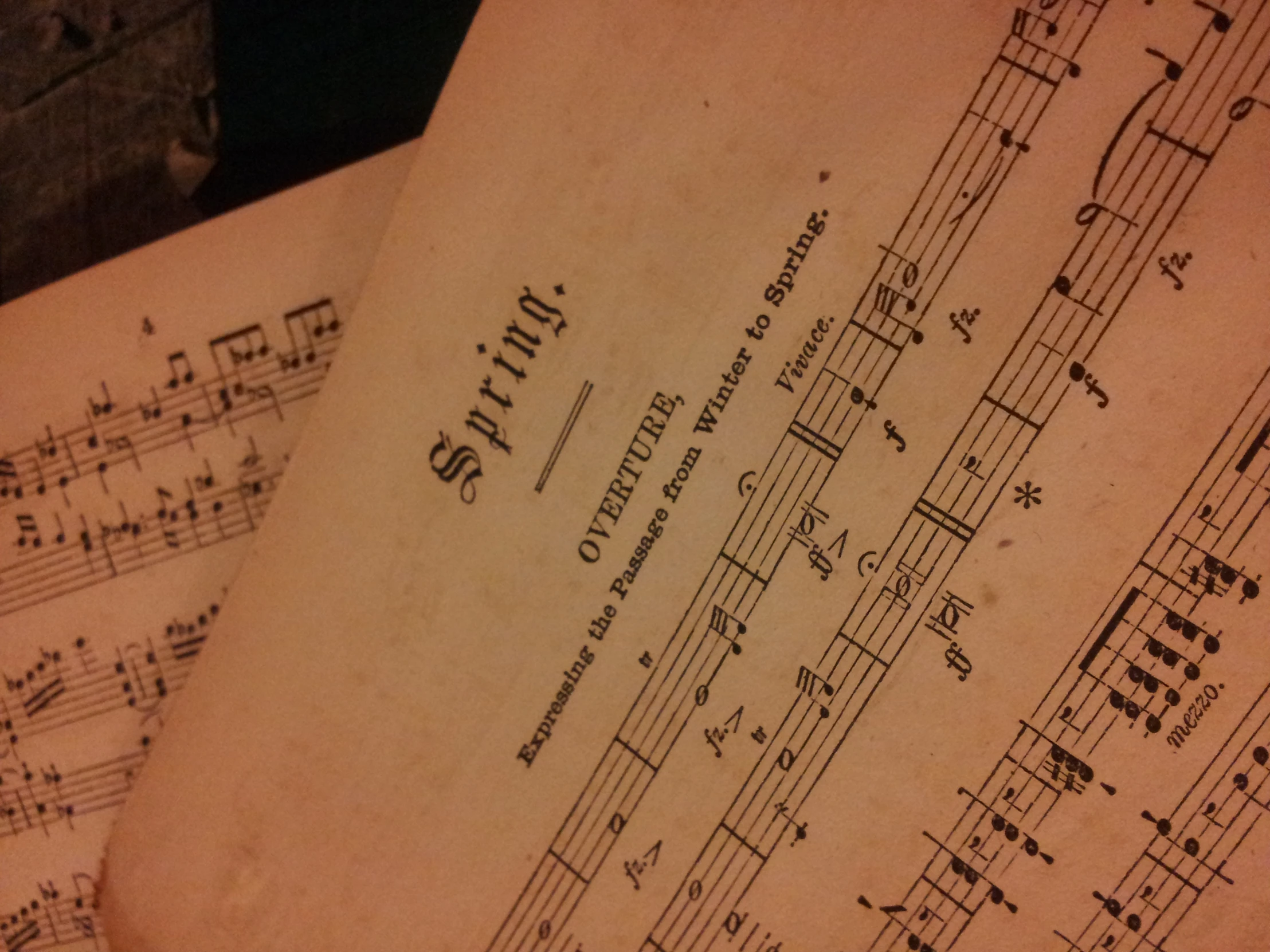 sheet music used to play spring, an old song