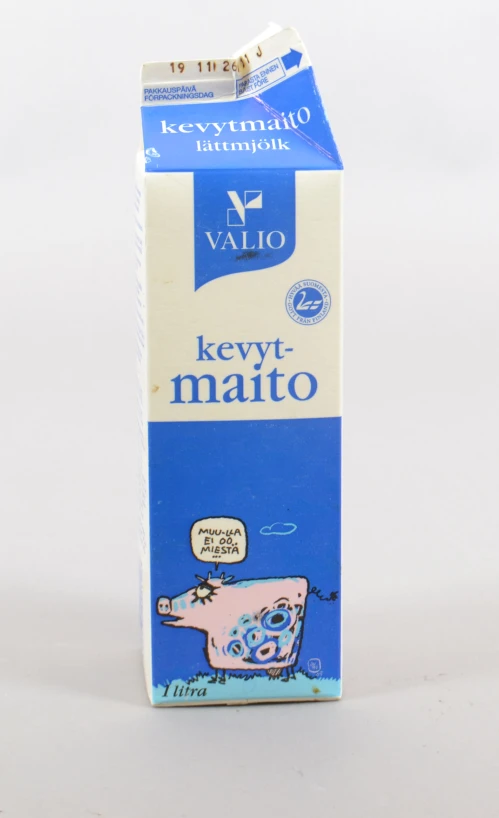 a carton of dairy that is in front of a white background