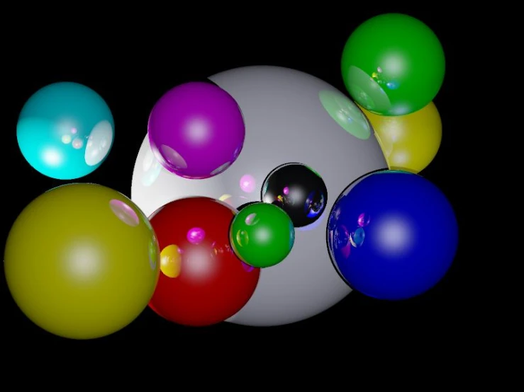 3d image of several balloons on a black background