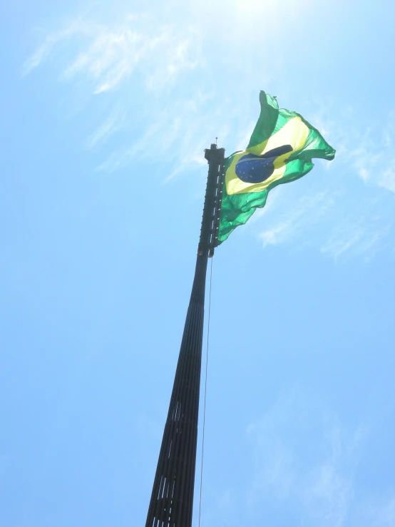 a flag in the air above a pole