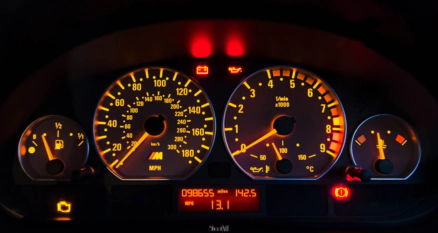 the gauges and instrument panel of an automobile
