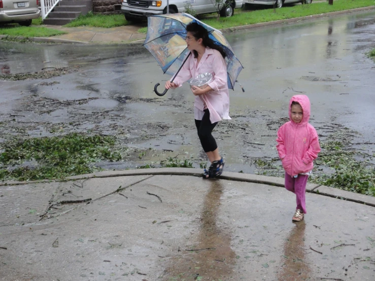 a  and her mother are in the rain