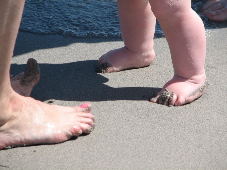a person with pinky toes standing in the sand