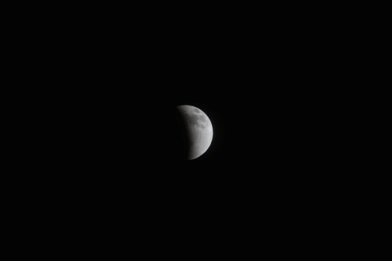 a partially eclipse in the dark sky in the moon