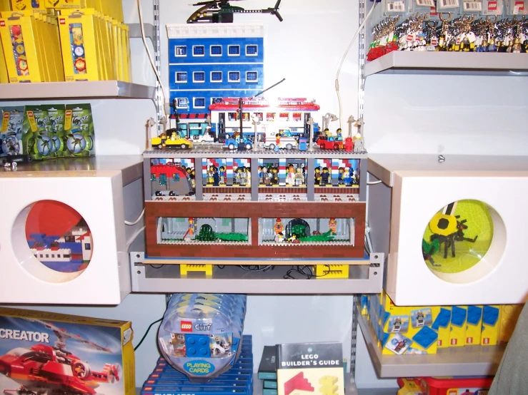 a bunch of toys on display in a store