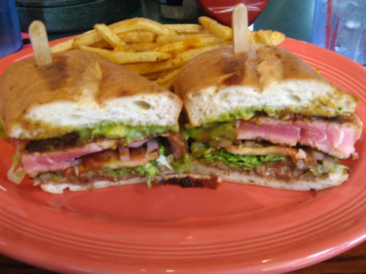 a plate that has a sandwich and some fries on it