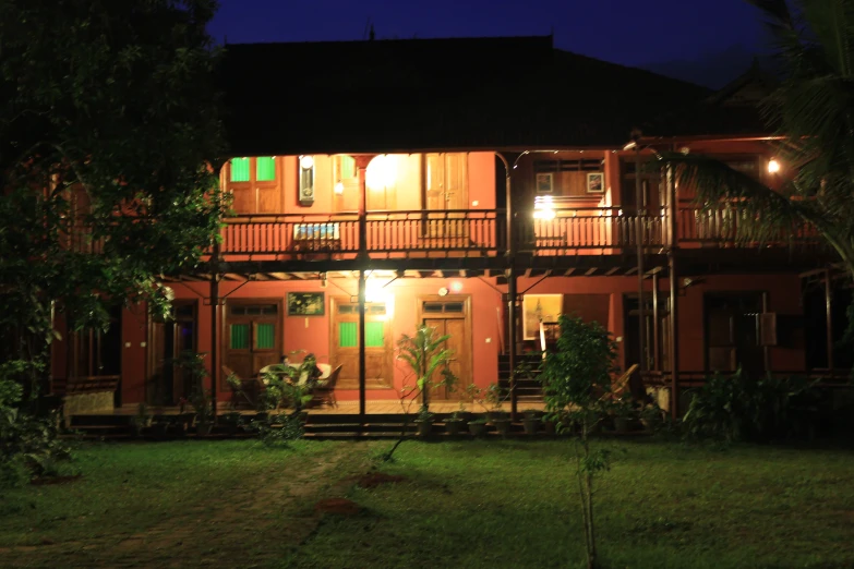 the building is lit up at night time